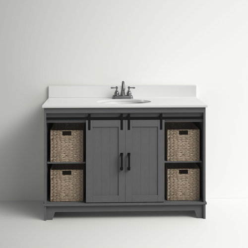 Sand & Stable Braylen Sliding Barn Door 48" Single Bathroom Vanity Set